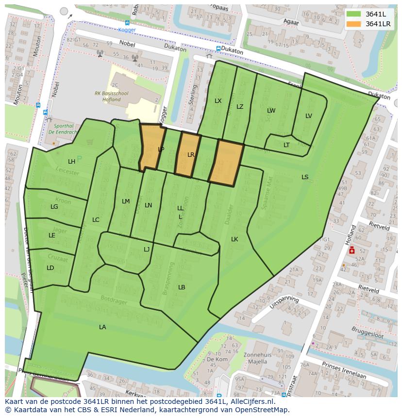 Afbeelding van het postcodegebied 3641 LR op de kaart.