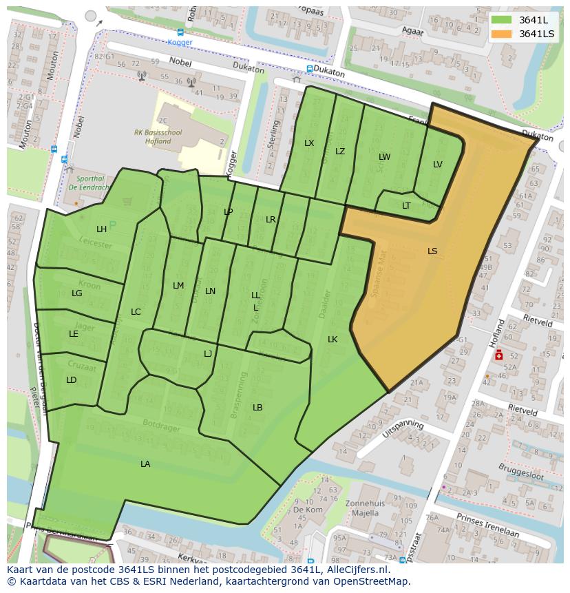 Afbeelding van het postcodegebied 3641 LS op de kaart.