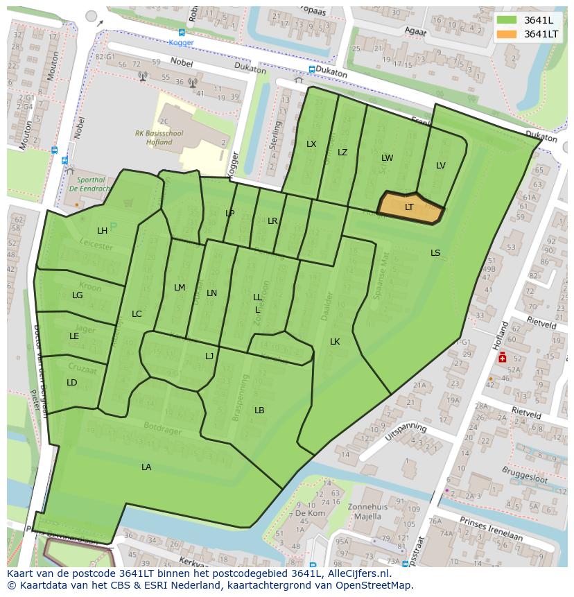 Afbeelding van het postcodegebied 3641 LT op de kaart.