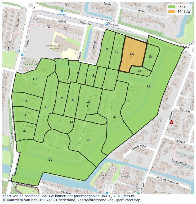 Afbeelding van het postcodegebied 3641 LW op de kaart.