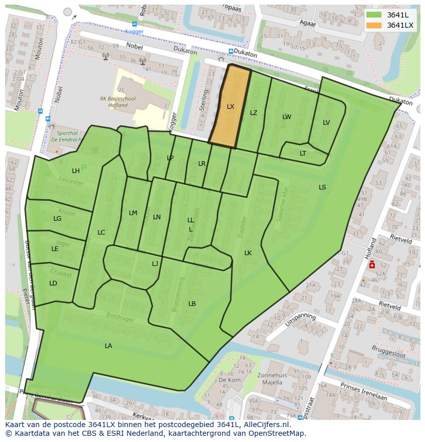 Afbeelding van het postcodegebied 3641 LX op de kaart.