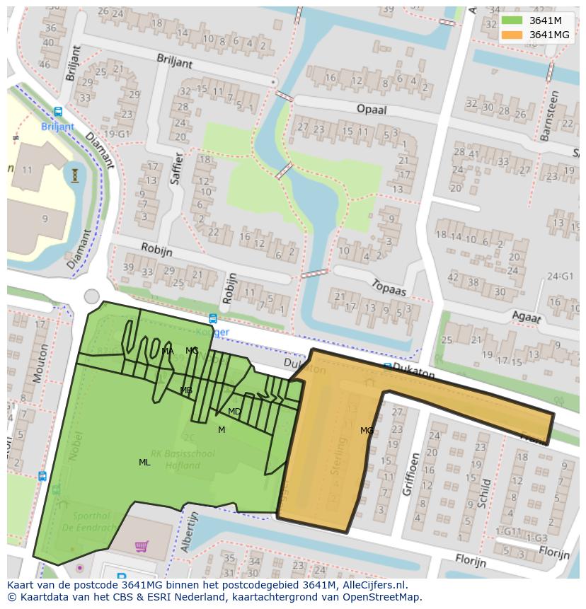 Afbeelding van het postcodegebied 3641 MG op de kaart.
