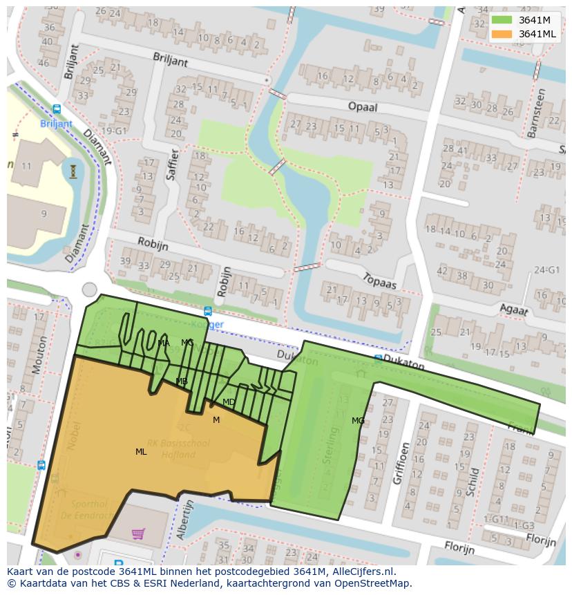 Afbeelding van het postcodegebied 3641 ML op de kaart.