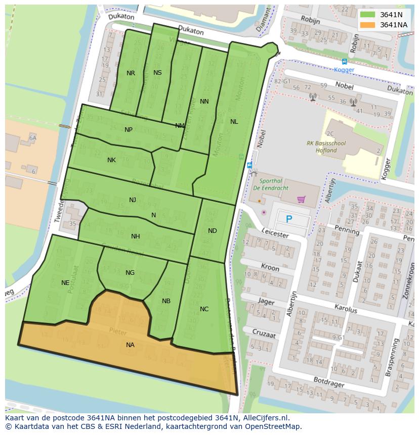 Afbeelding van het postcodegebied 3641 NA op de kaart.
