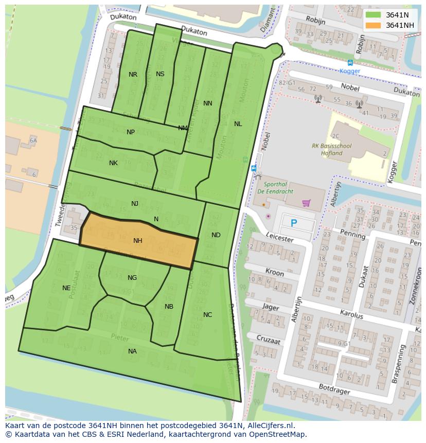 Afbeelding van het postcodegebied 3641 NH op de kaart.