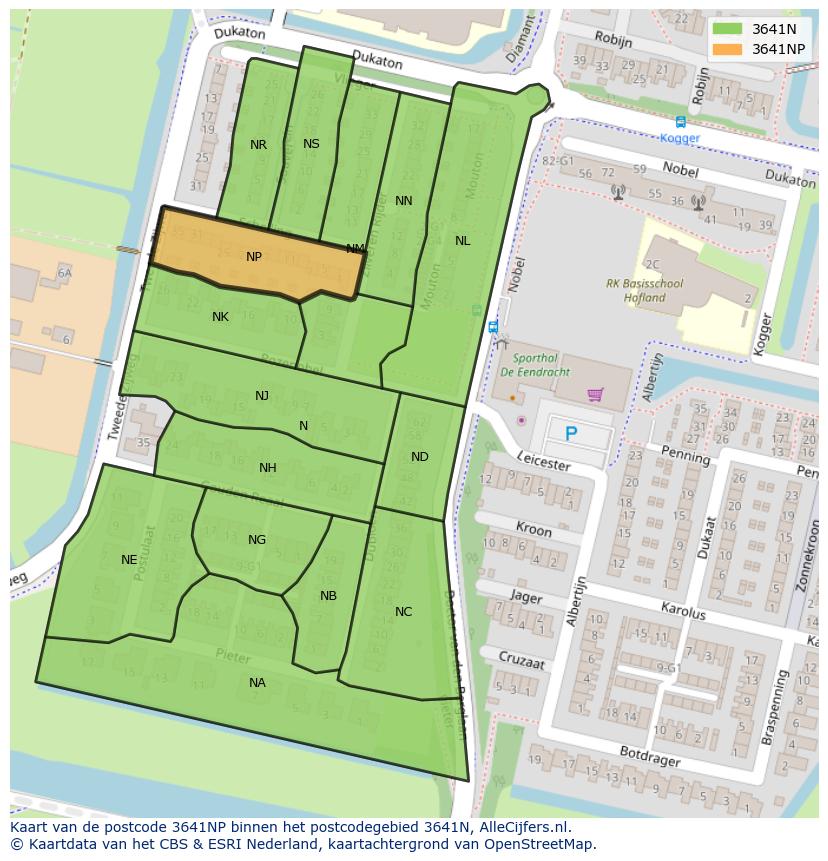 Afbeelding van het postcodegebied 3641 NP op de kaart.