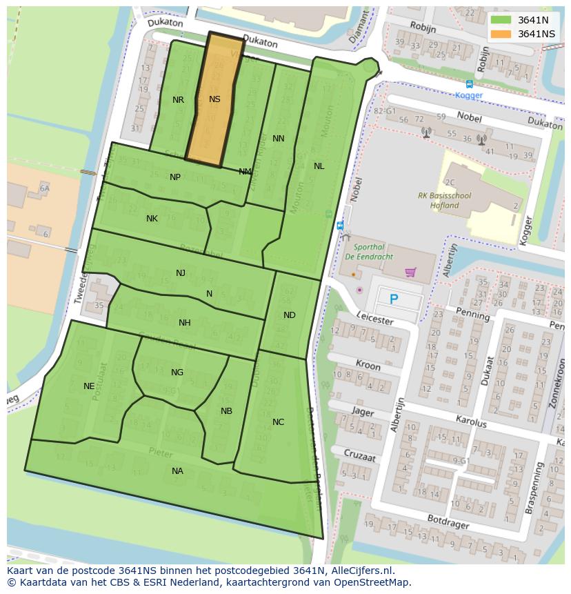 Afbeelding van het postcodegebied 3641 NS op de kaart.