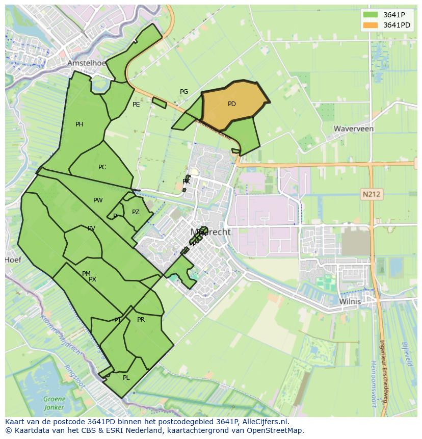 Afbeelding van het postcodegebied 3641 PD op de kaart.