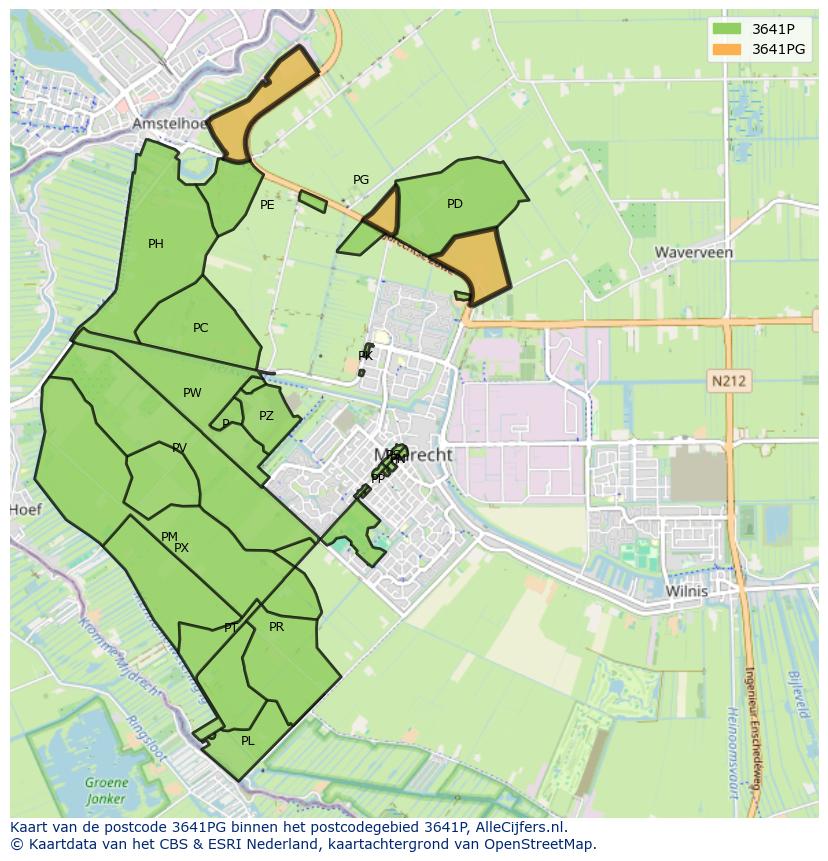 Afbeelding van het postcodegebied 3641 PG op de kaart.