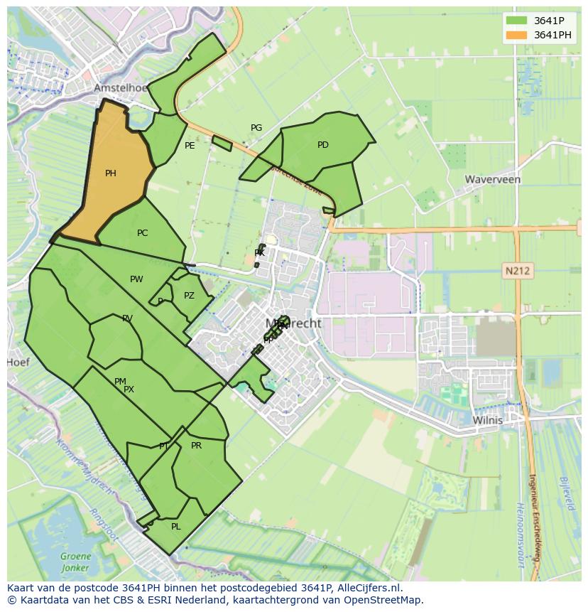 Afbeelding van het postcodegebied 3641 PH op de kaart.