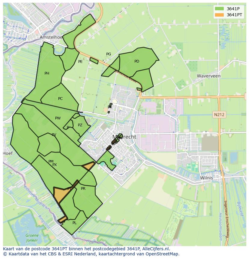 Afbeelding van het postcodegebied 3641 PT op de kaart.