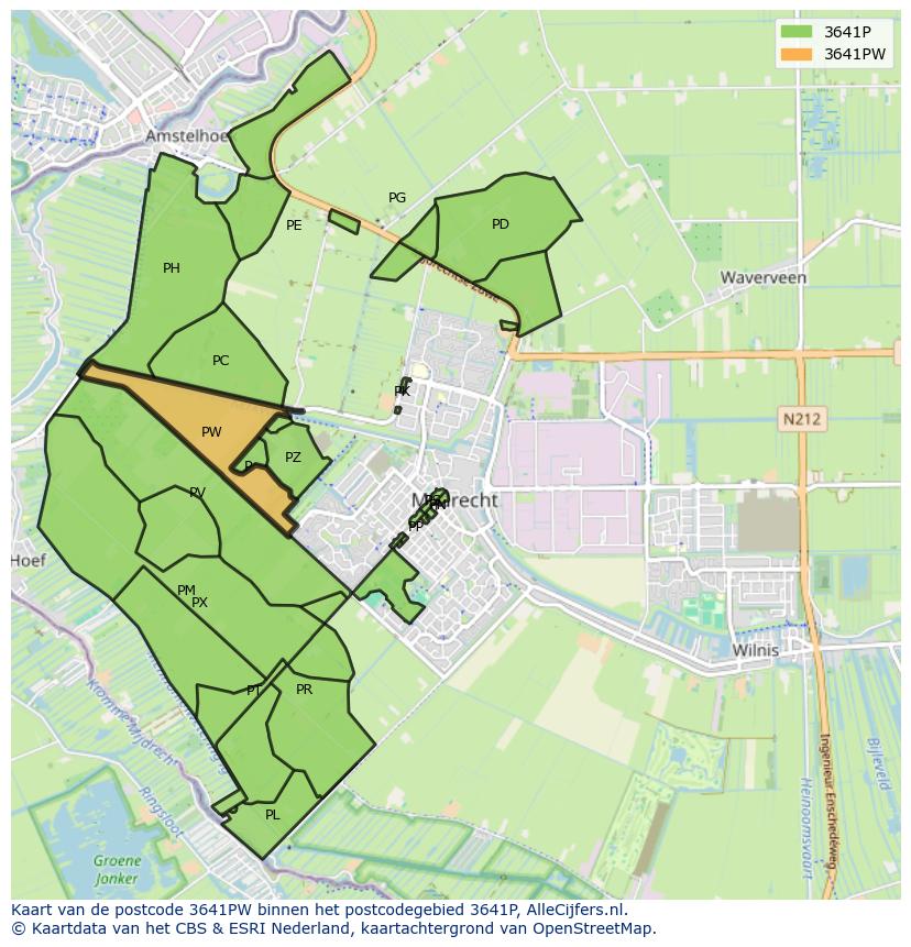 Afbeelding van het postcodegebied 3641 PW op de kaart.