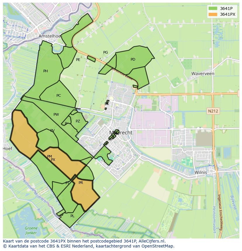 Afbeelding van het postcodegebied 3641 PX op de kaart.