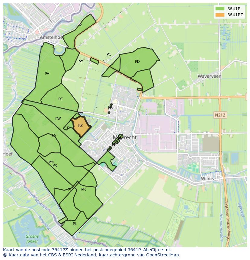 Afbeelding van het postcodegebied 3641 PZ op de kaart.