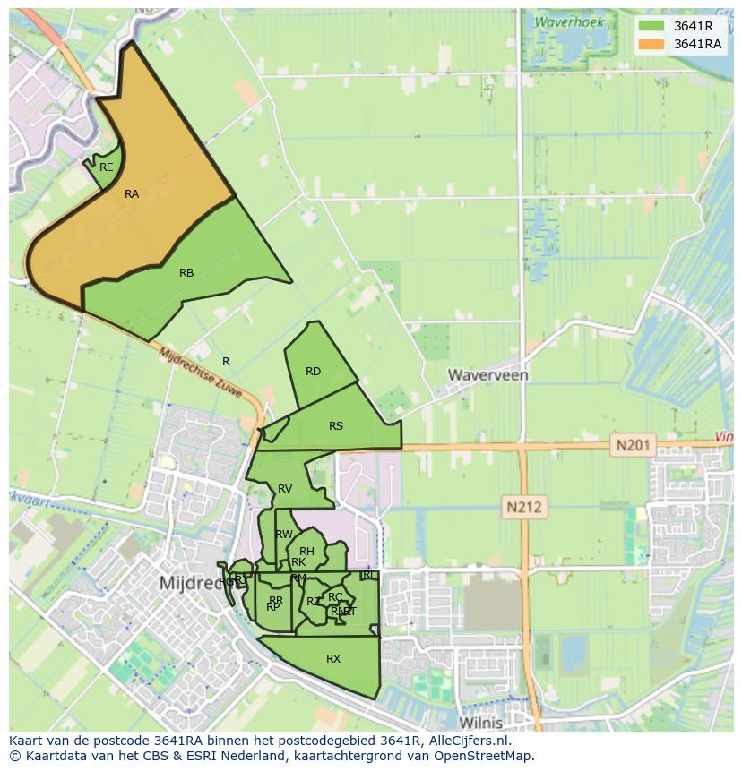 Afbeelding van het postcodegebied 3641 RA op de kaart.