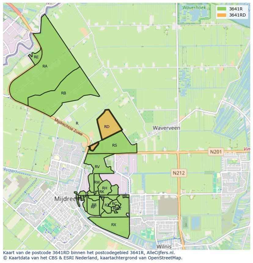 Afbeelding van het postcodegebied 3641 RD op de kaart.