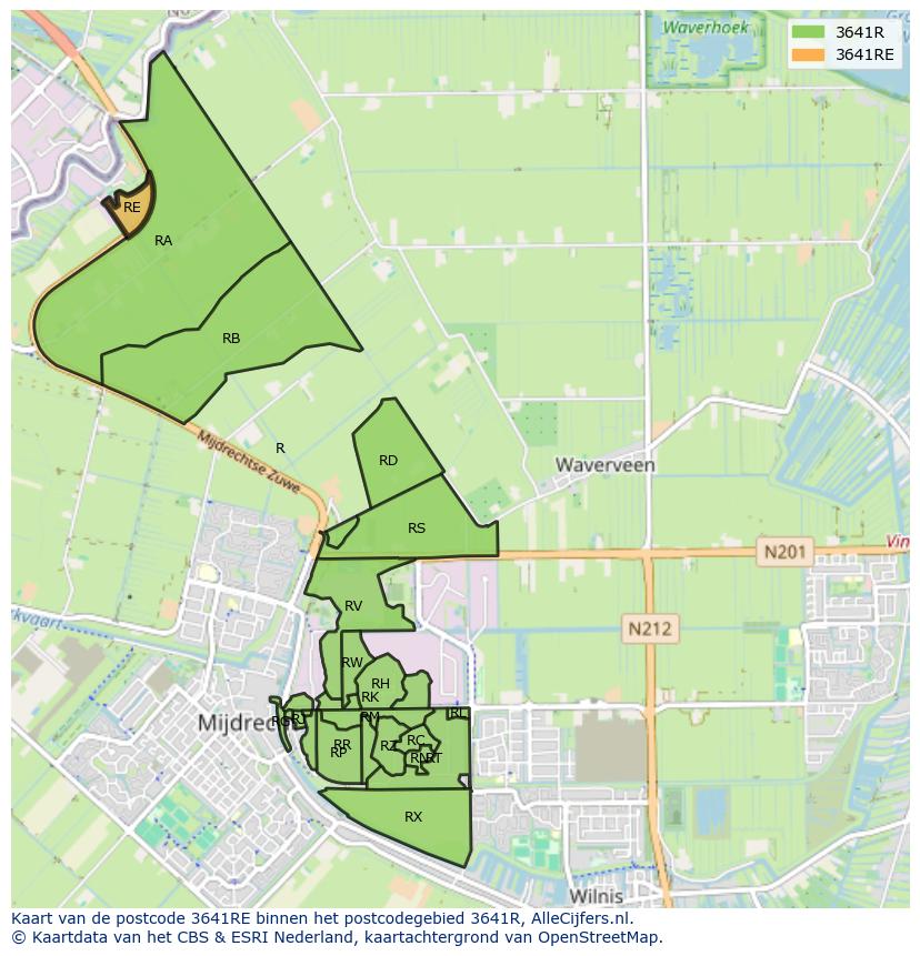 Afbeelding van het postcodegebied 3641 RE op de kaart.