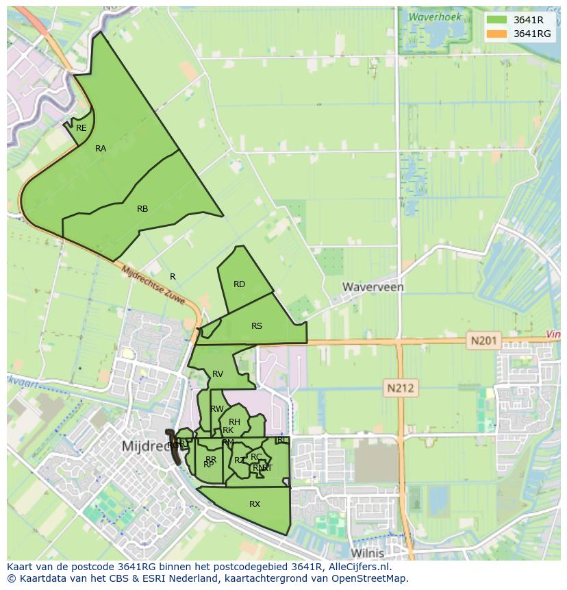 Afbeelding van het postcodegebied 3641 RG op de kaart.