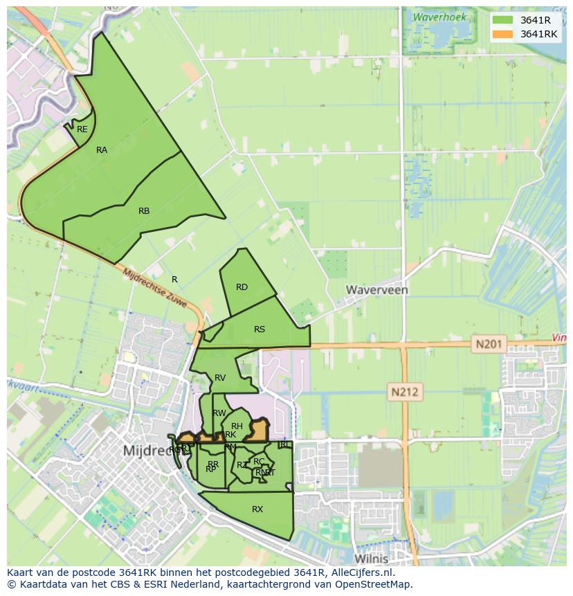 Afbeelding van het postcodegebied 3641 RK op de kaart.
