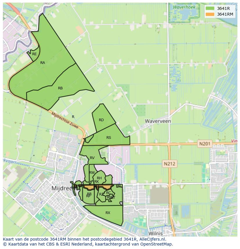 Afbeelding van het postcodegebied 3641 RM op de kaart.