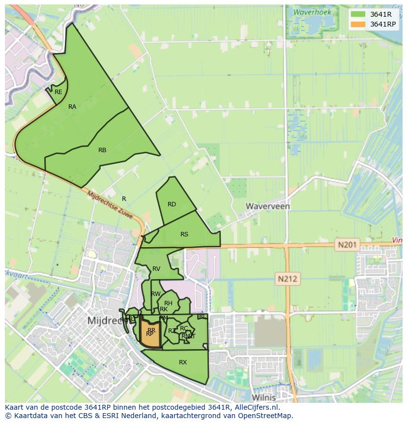 Afbeelding van het postcodegebied 3641 RP op de kaart.