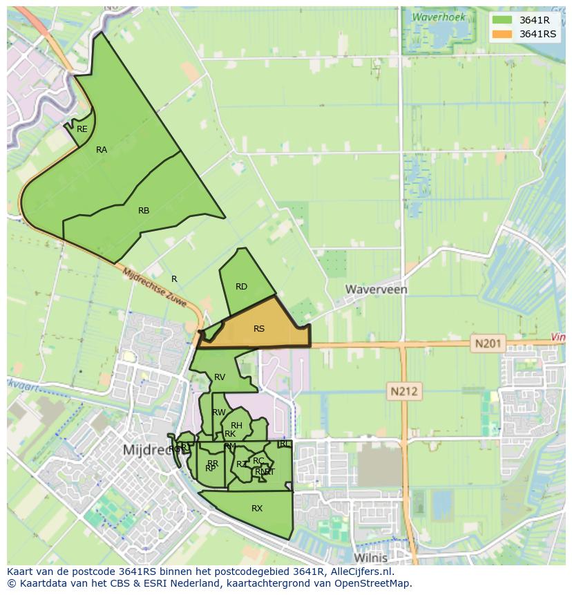 Afbeelding van het postcodegebied 3641 RS op de kaart.