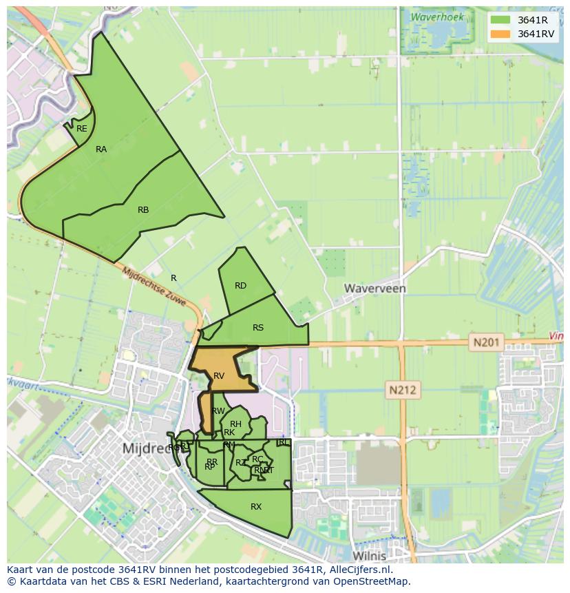 Afbeelding van het postcodegebied 3641 RV op de kaart.