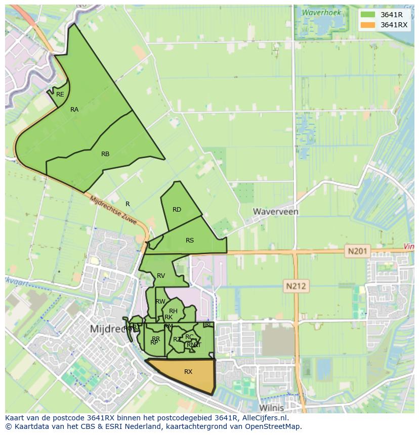 Afbeelding van het postcodegebied 3641 RX op de kaart.