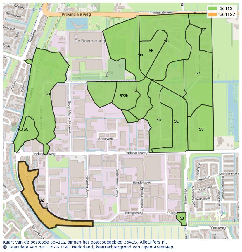 Afbeelding van het postcodegebied 3641 SZ op de kaart.