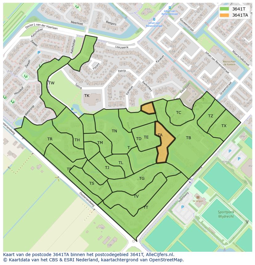 Afbeelding van het postcodegebied 3641 TA op de kaart.