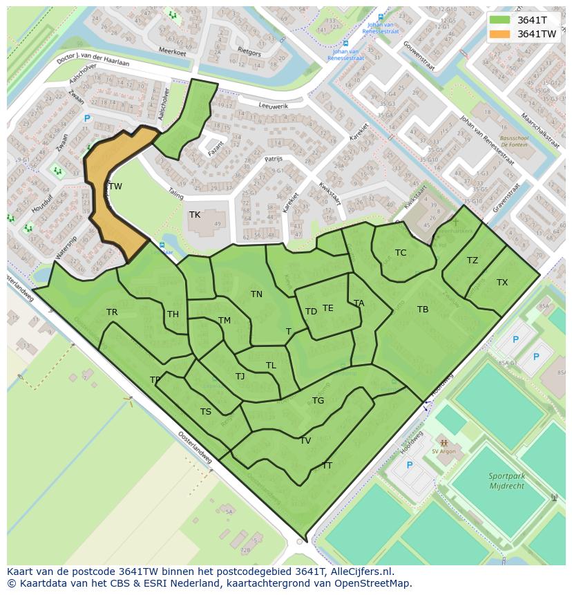 Afbeelding van het postcodegebied 3641 TW op de kaart.