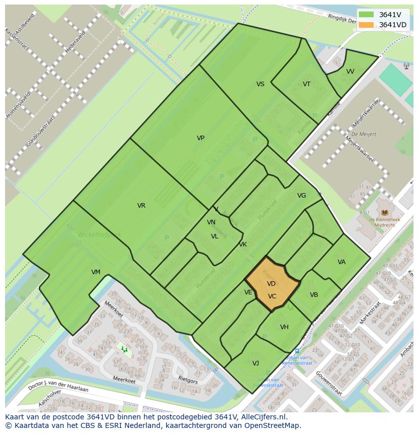 Afbeelding van het postcodegebied 3641 VD op de kaart.
