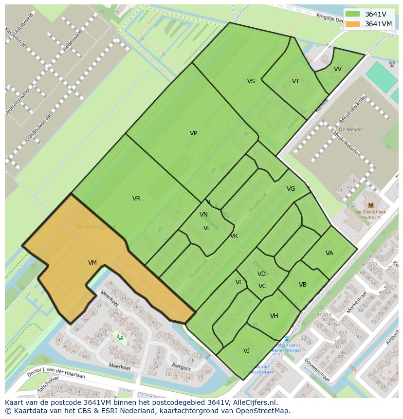 Afbeelding van het postcodegebied 3641 VM op de kaart.