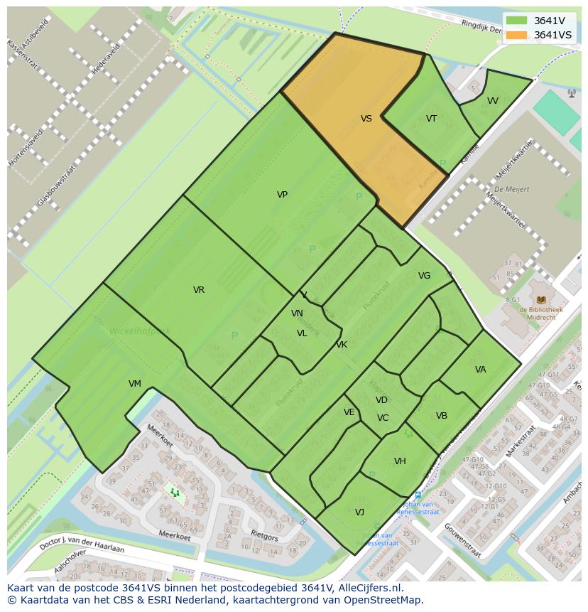 Afbeelding van het postcodegebied 3641 VS op de kaart.