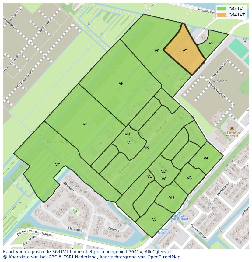 Afbeelding van het postcodegebied 3641 VT op de kaart.