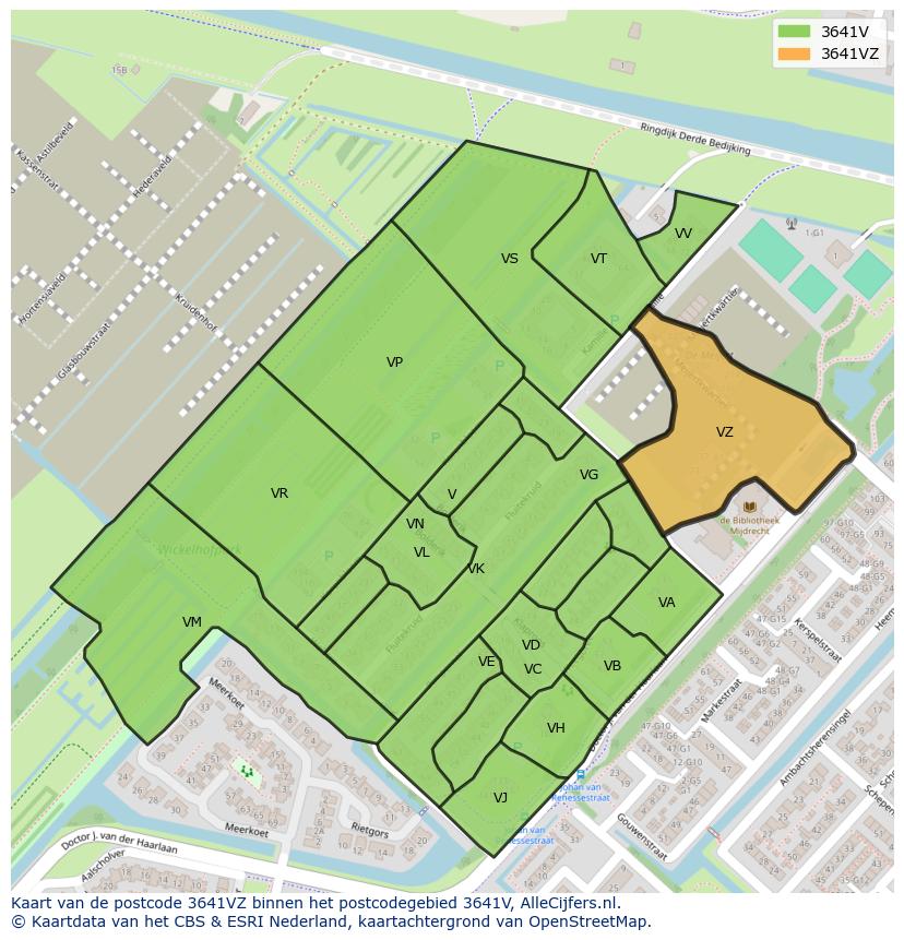 Afbeelding van het postcodegebied 3641 VZ op de kaart.