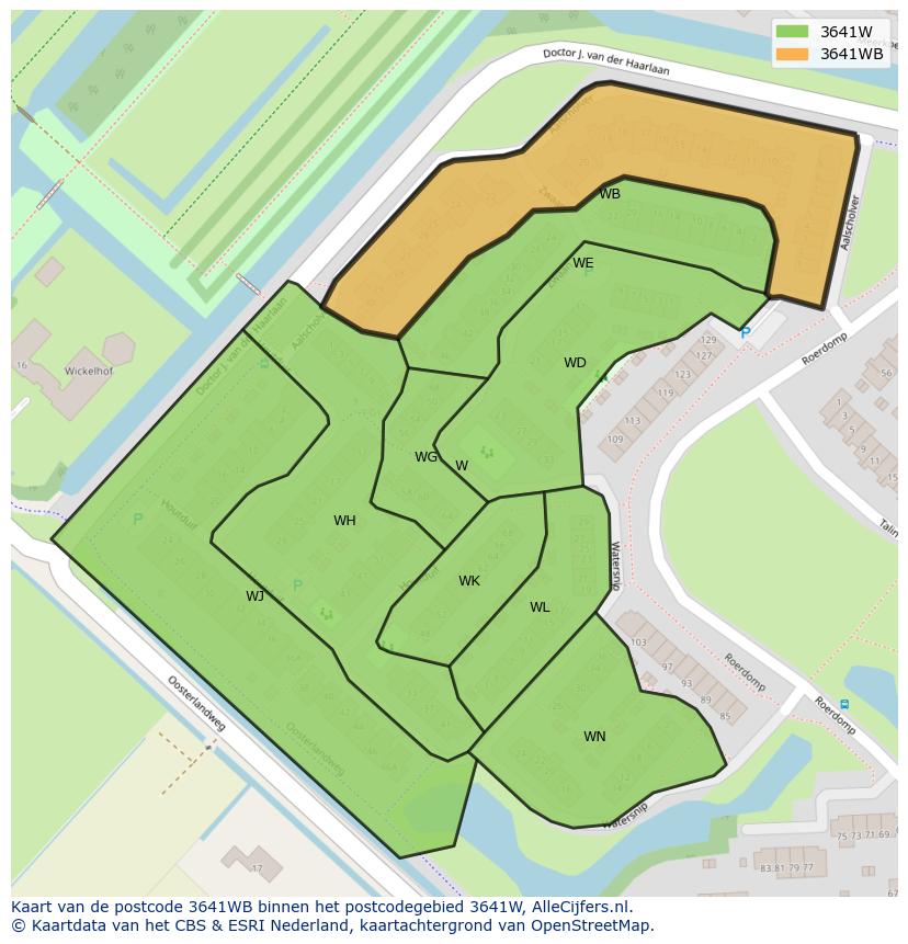 Afbeelding van het postcodegebied 3641 WB op de kaart.