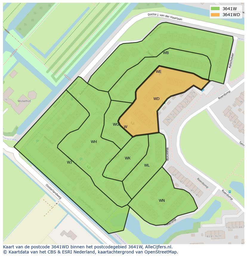 Afbeelding van het postcodegebied 3641 WD op de kaart.