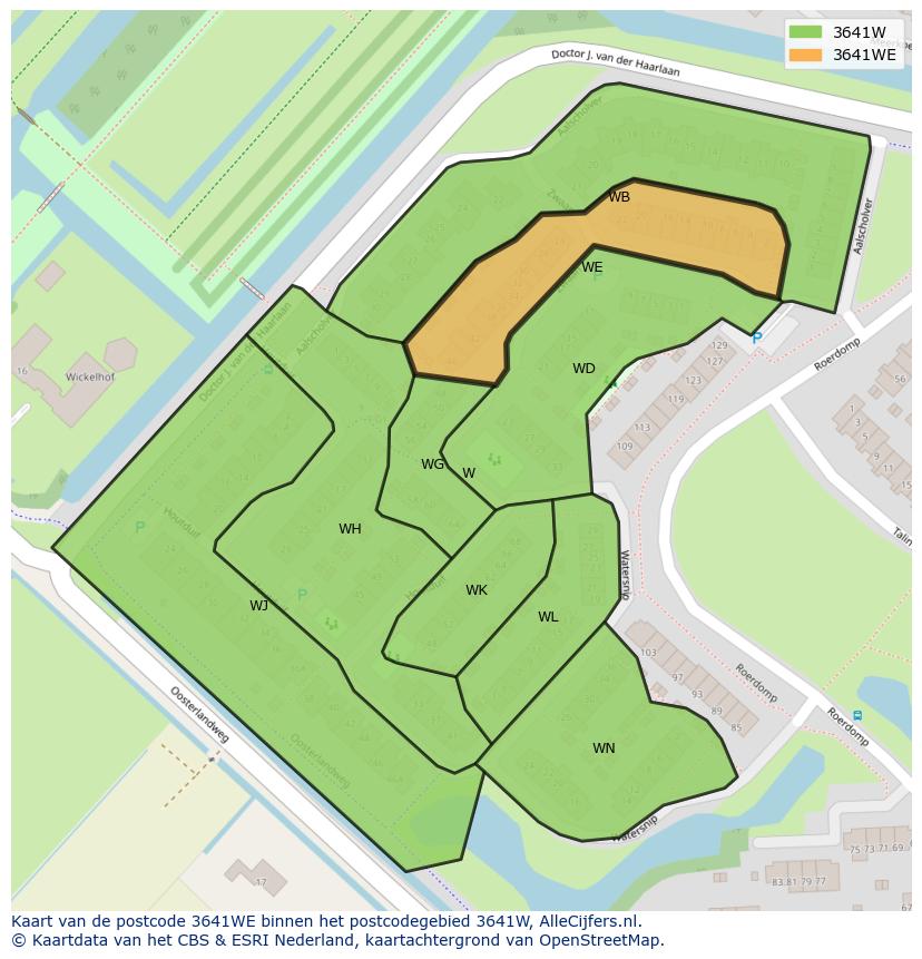 Afbeelding van het postcodegebied 3641 WE op de kaart.