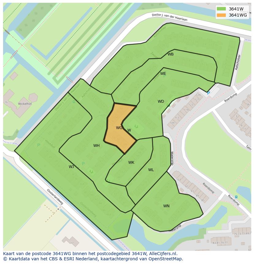 Afbeelding van het postcodegebied 3641 WG op de kaart.
