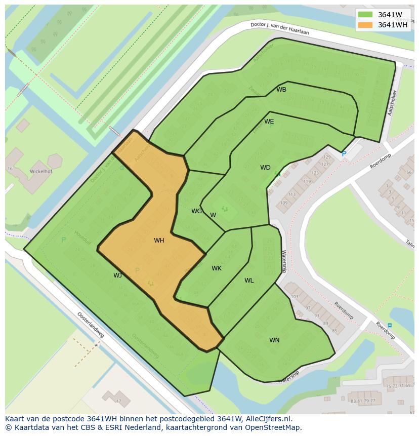 Afbeelding van het postcodegebied 3641 WH op de kaart.