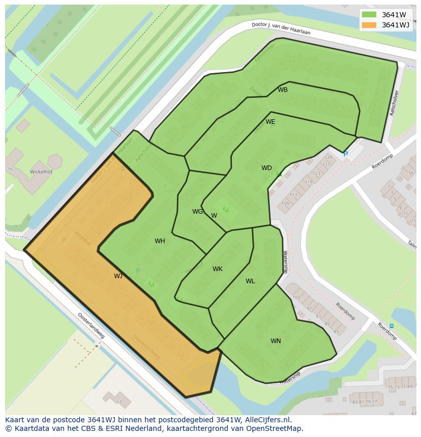Afbeelding van het postcodegebied 3641 WJ op de kaart.