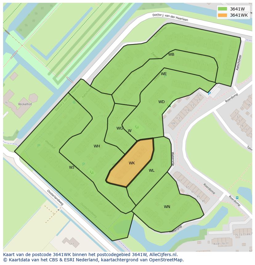 Afbeelding van het postcodegebied 3641 WK op de kaart.
