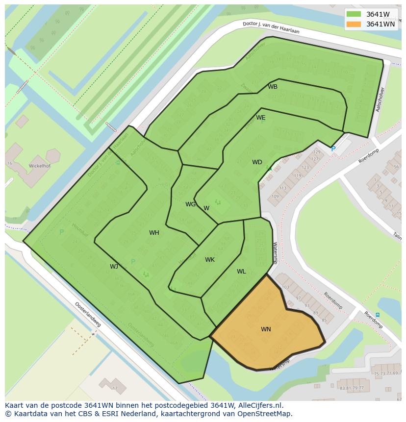 Afbeelding van het postcodegebied 3641 WN op de kaart.