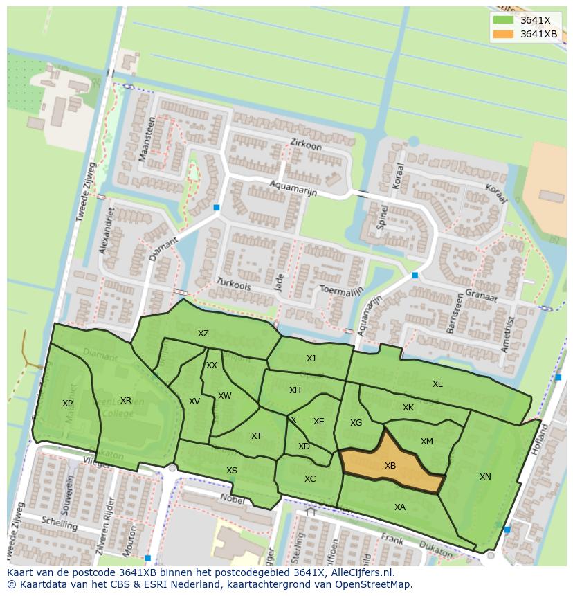 Afbeelding van het postcodegebied 3641 XB op de kaart.
