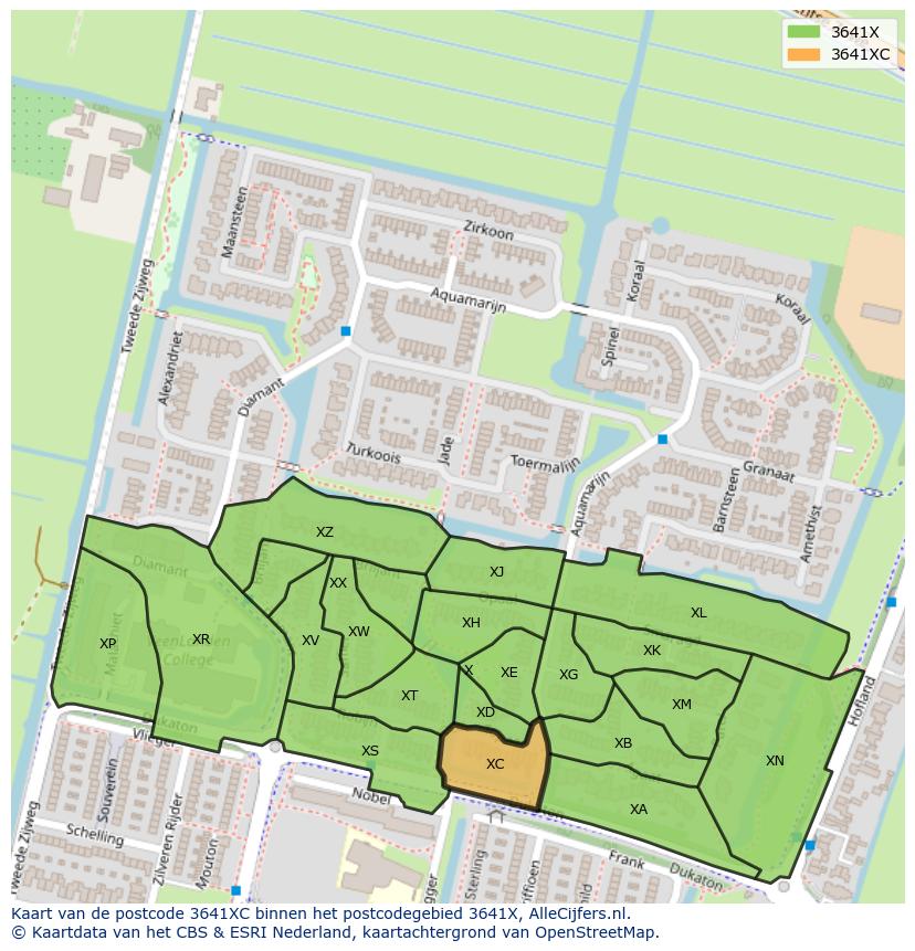 Afbeelding van het postcodegebied 3641 XC op de kaart.