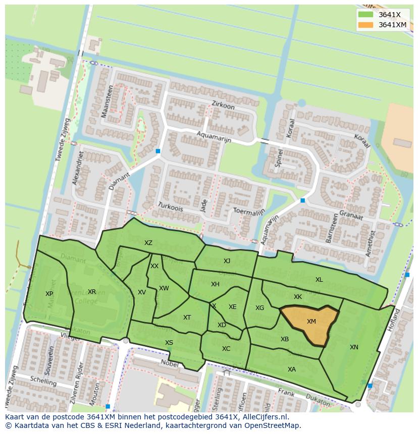 Afbeelding van het postcodegebied 3641 XM op de kaart.
