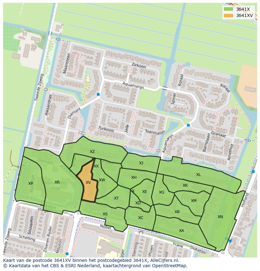Afbeelding van het postcodegebied 3641 XV op de kaart.