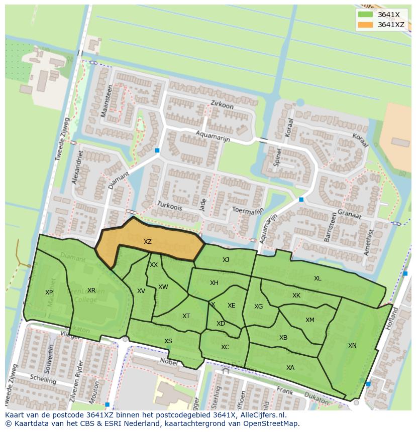 Afbeelding van het postcodegebied 3641 XZ op de kaart.