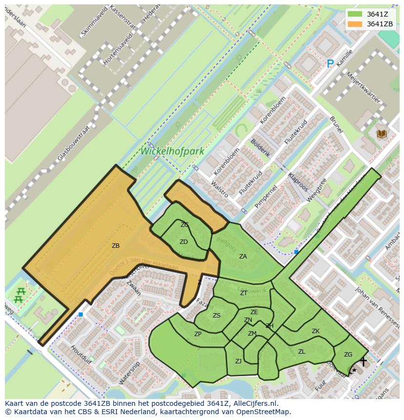 Afbeelding van het postcodegebied 3641 ZB op de kaart.